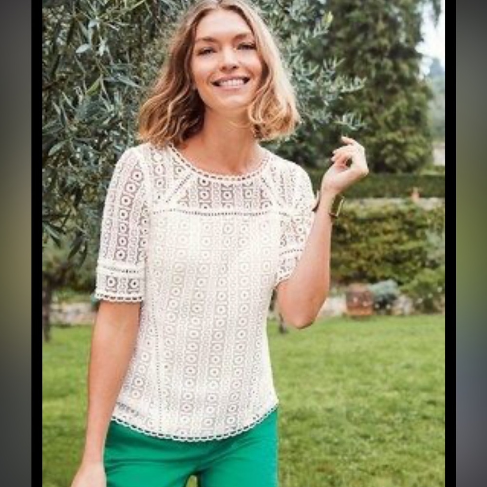 BODEN CREAM LACE BLOUSE PART LINED